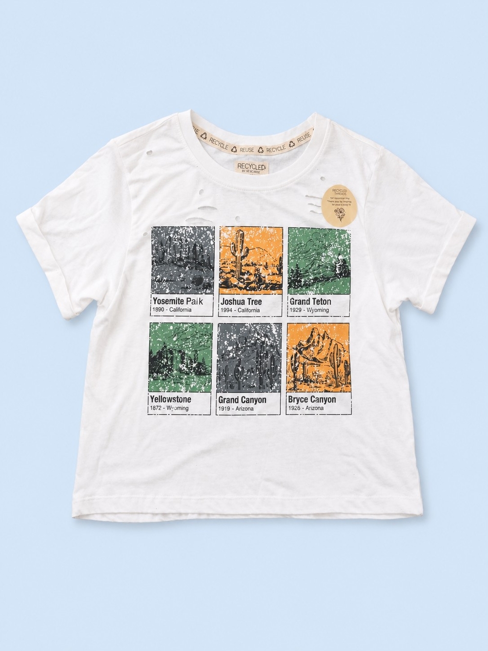 NWT Recycled Thread Distressed National Parks Graphic Tee, Size XS
